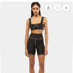 WeWoreWhat corset top and bike shorts set